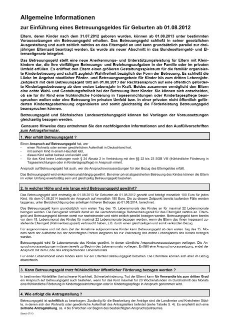Merkblatt Betreuungsgeld Download Pdf 0 04 Mb Landkreis