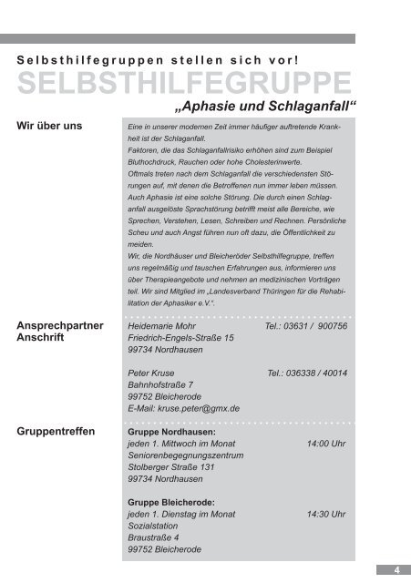 Broschüre Selbsthilfegruppen - Landratsamt Nordhausen