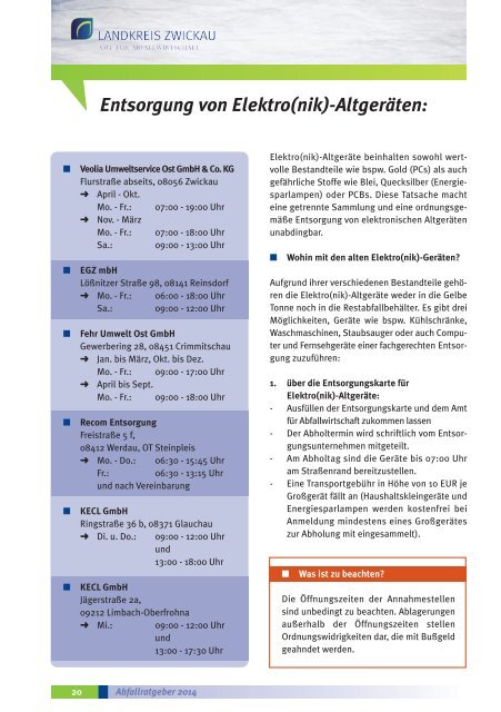 ABFALLRATGEBER 2014 - Landkreis Zwickau