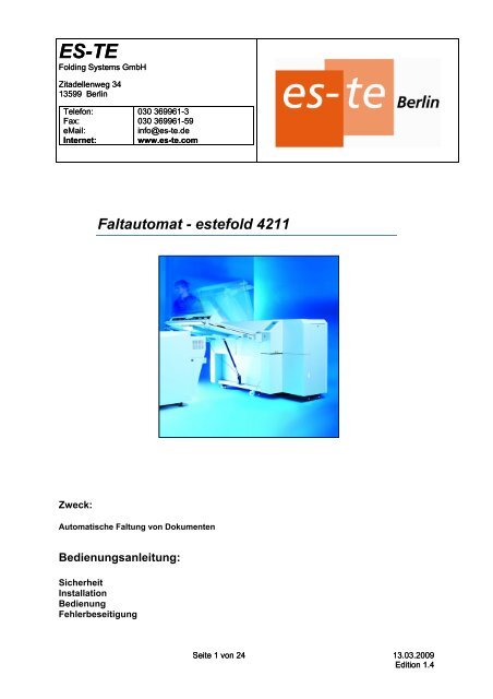 Faltautomat - estefold 4211 - es-te.de