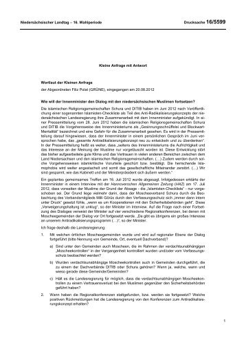 Drs. 16/5599 (PDF, 159 KB) - Niedersächsischer Landtag