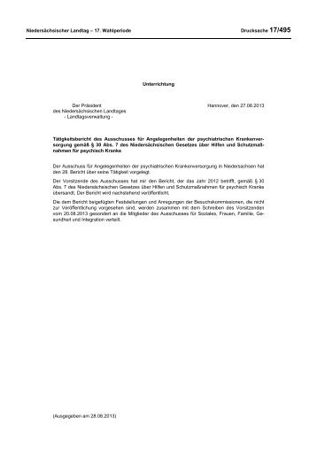 Drs. 17/0495 (PDF, 345 KB) - Niedersächsischer Landtag