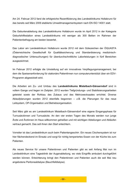 Tätigkeitsbericht 2012 - beim Niederösterreichischen Landtag