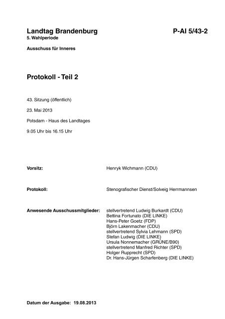 5/43-2 - Landtag Brandenburg - Land Brandenburg