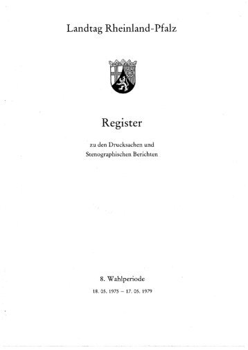 Registerband 8. Wahlperiode - Landtag Rheinland-Pfalz