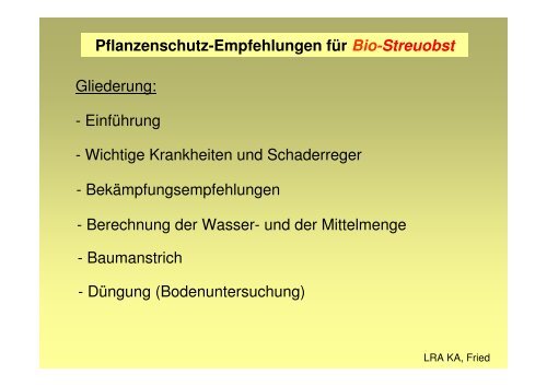 Pflanzenschutz im Bio-Streuobst 2009