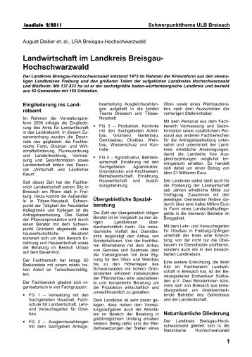 Landwirtschaft im Landkreis Breisgau- Hochschwarzwald