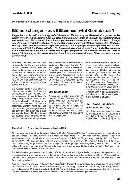 Blühmischungen - aus Blütenmeer wird Gärsubstrat ?