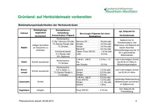 Zuckerrüben, Unkrautbekämpfung Grünland