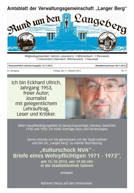 Oktober 2013 - bei der Verwaltungsgemeinschaft Langer Berg