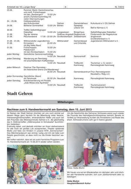 Juli 2013 - bei der Verwaltungsgemeinschaft Langer Berg