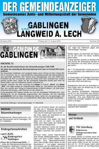 Kath. Kindergarten Gablingen TSV Lützelburg WICHTIG !!!