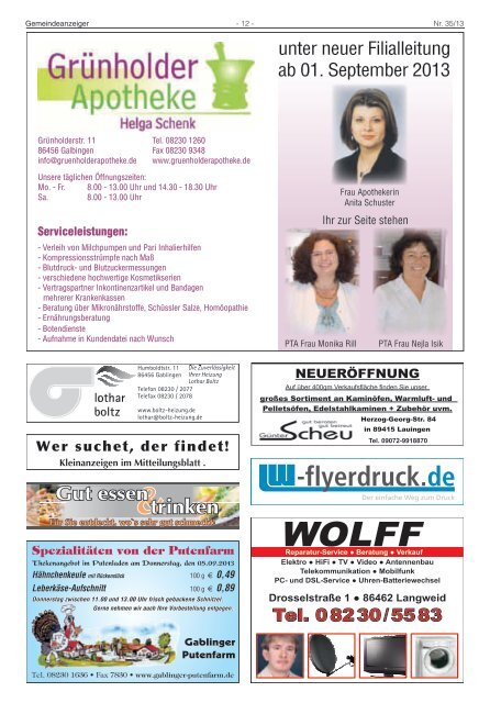 Jahrgang 24 Freitag, den 30. August 2013 Nr. 35 - Langweid am Lech