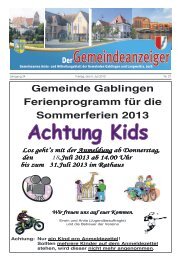 Gemeinde Gablingen Ferienprogramm für die Sommerferien 2013