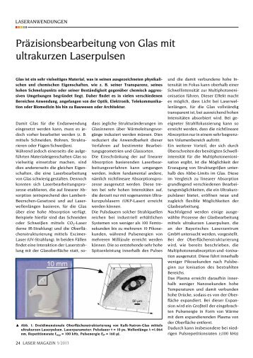 Präzisionsbearbeitung von Glas mit ultrakurzen ... - Laser Magazin