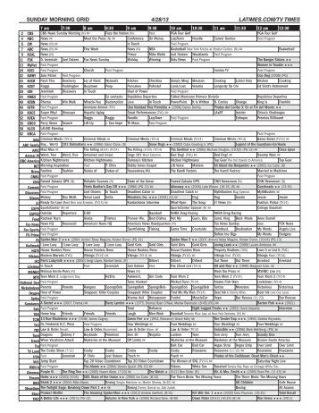 SUNDAY MORNING GRID 4/28/13 LATIMES.COM/TV TIMES