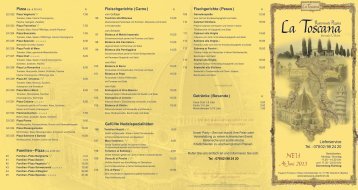 Lieferservice-Karte - Ristorante Pizzeria La Toscana in Oberkirch
