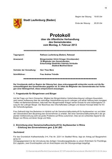 Protokoll vom 04.02.2013 - Stadt Laufenburg