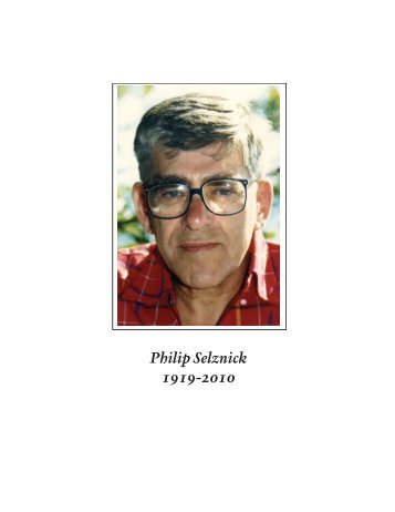 Selznick Memorial Book and Tributes - Berkeley Law - University of ...