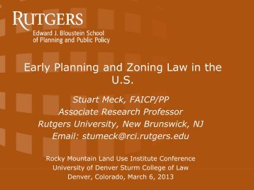 Meck, Stuart – Early Planning and Zoning Law in the U.S.