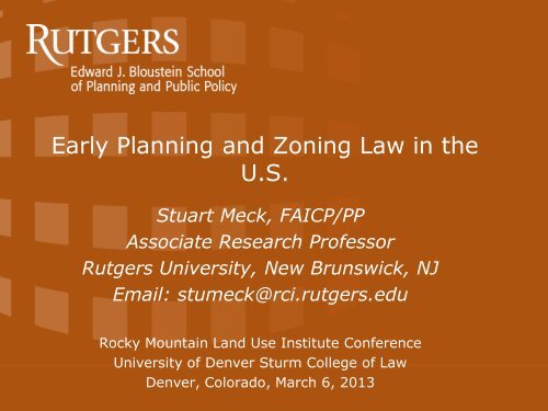 Meck, Stuart – Early Planning and Zoning Law in the U.S.