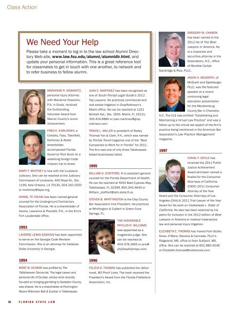 Spring 2012 Florida State Law magazine - Florida State University ...