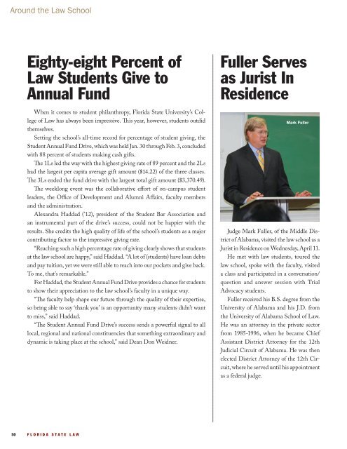 Spring 2012 Florida State Law magazine - Florida State University ...