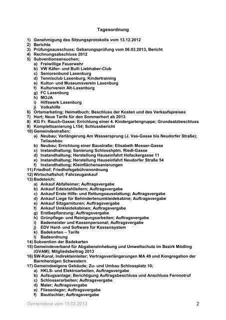 Protokoll über die 16. Geschäftssitzung des - in Laxenburg
