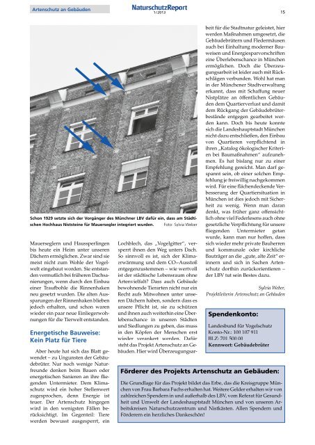 Zeitschrift der LBV-Kreisgruppe München - LBV München