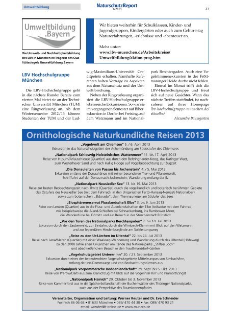 Zeitschrift der LBV-Kreisgruppe München - LBV München