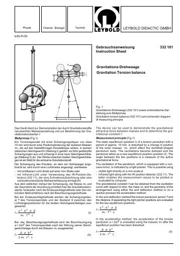 LEYBOLD DIDACTIC GMBH Gebrauchsanweisung 332 101 ...