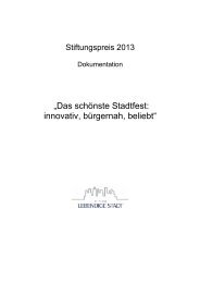 Stiftungspreis 2013 - Lebendige Stadt