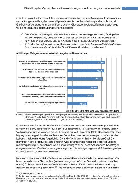 Kennzeichnung und Aufmachung von Lebensmitteln aus Sicht der ...