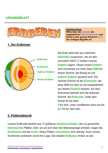 Erdbeben Lösungsblatt - Lehrerweb