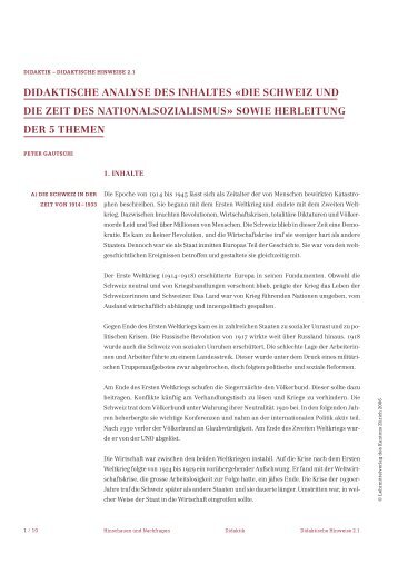 didaktische analyse des inhaltes - Lehrmittelverlag Zürich