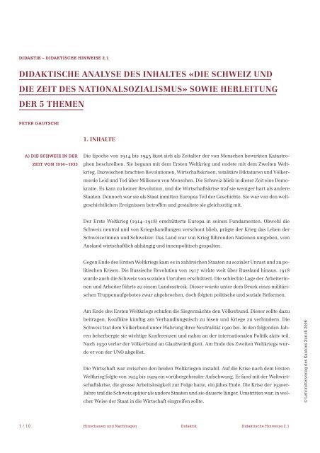 Didaktische Analyse Des Inhaltes Lehrmittelverlag Zurich