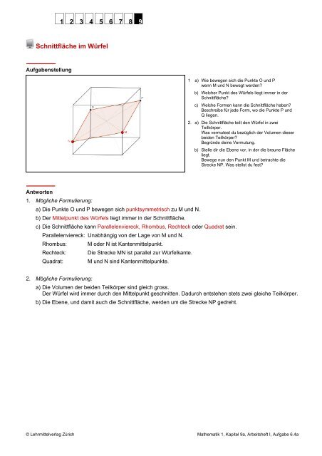 M1 9a Lösungen GeoGebra Applets - Lehrmittelverlag Zürich