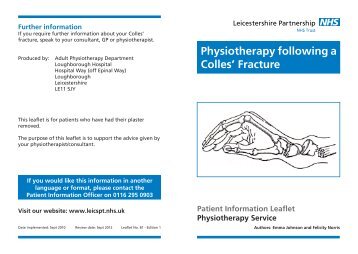 Physiotherapy following a Colles' Fracture
