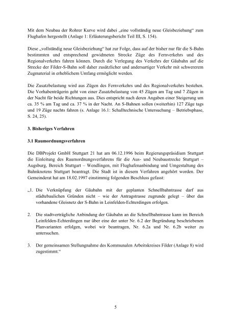 Stellungnahme der Stadt - in Leinfelden-Echterdingen