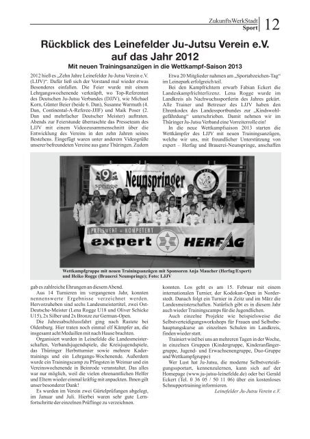 ZukunftsWerkStadt Ausgabe Januar/Februar 2013 - Stadt Leinefelde ...