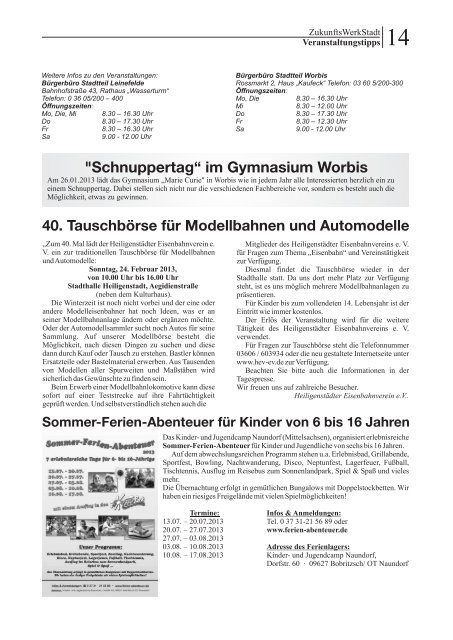 ZukunftsWerkStadt Ausgabe Januar/Februar 2013 - Stadt Leinefelde ...