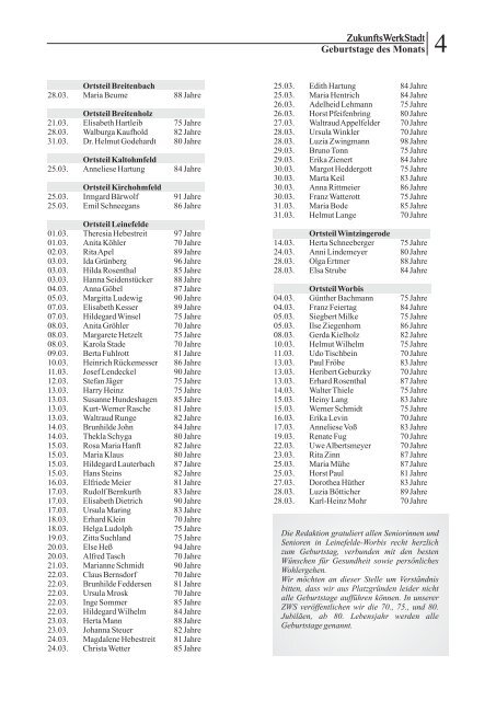 ZukunftsWerkStadt Ausgabe Januar/Februar 2013 - Stadt Leinefelde ...