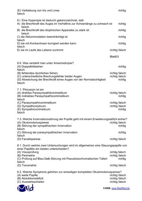 04.02.2000 Klausur OPHTHALMOLOGIE - Leipzig-Medizin.de