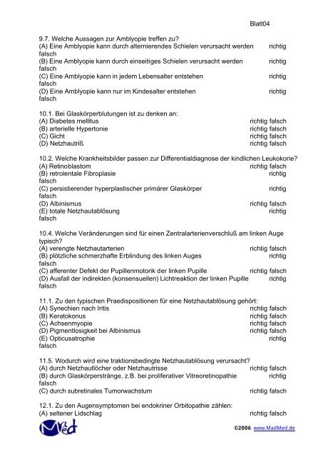 04.02.2000 Klausur OPHTHALMOLOGIE - Leipzig-Medizin.de