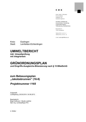 umweltbericht grünordnungsplan - in Leinfelden-Echterdingen