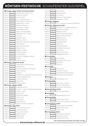 röntgen-festwoche schaufenster-suchspiel - Lennep Offensiv