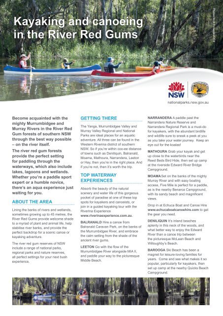 Kayaking and canoeing in the River Red Gums - NSW National ...