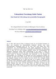 Unbeachtete Forschung: Kalte Fusion - LENR-CANR