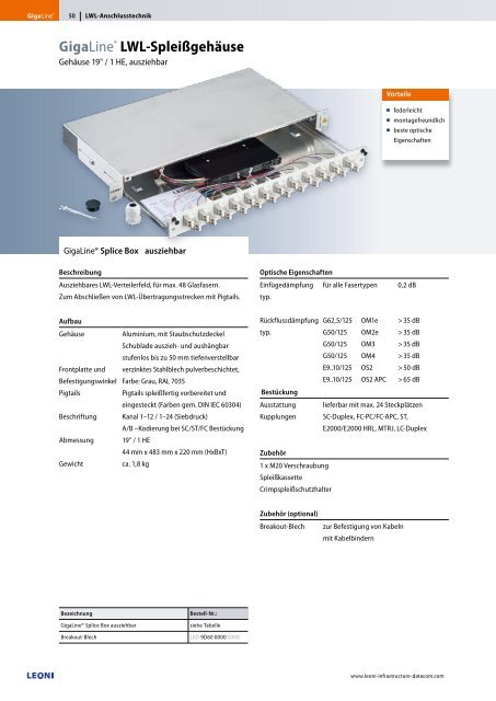 GigaLine® Verkabelungssysteme in LWL für ... - Leoni