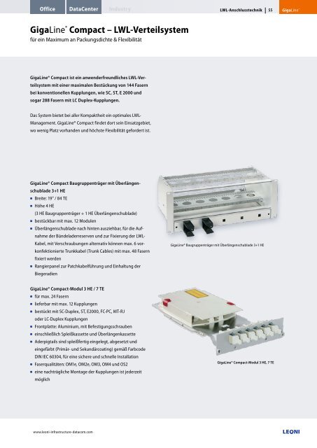 GigaLine® Verkabelungssysteme in LWL für ... - Leoni